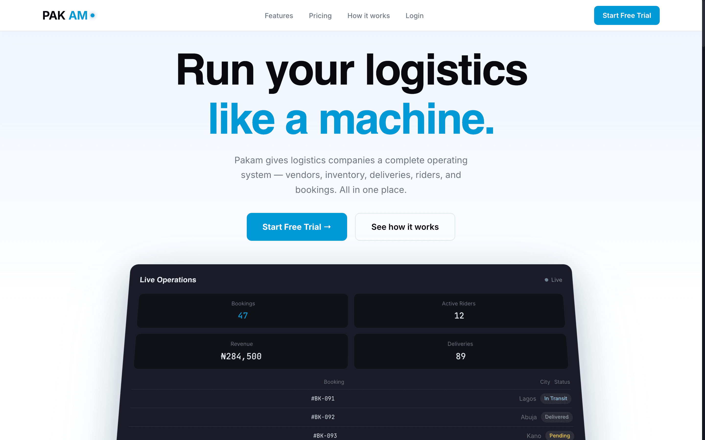 Pakam platform screenshot